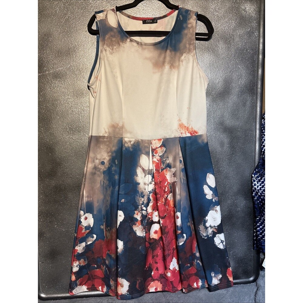 Lily By Firmiana, Abstract Floral Design. Dress Sz XL Career School Church Party